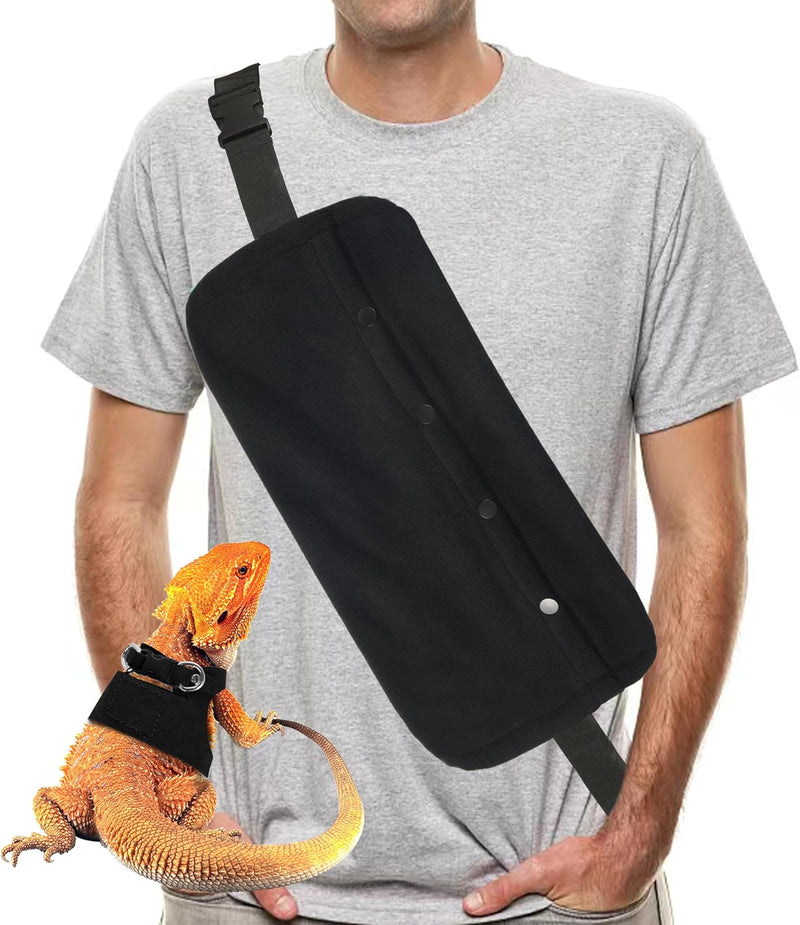 Bearded Dragon Leash and Harness Set, Beardie Carrier, Lizard Adjustable Harness with Leather Wings and Sling Bag, Repti