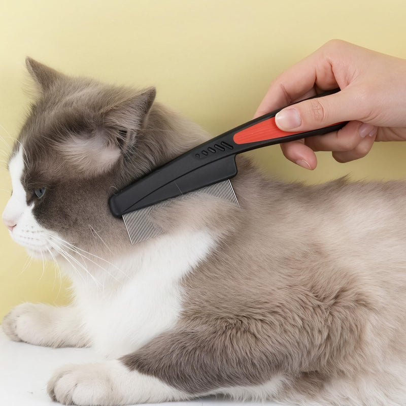 Black Flea Comb for Dogs and Cats Fine Tooth Grooming Tool for Pets Daily Coat and Hair Care