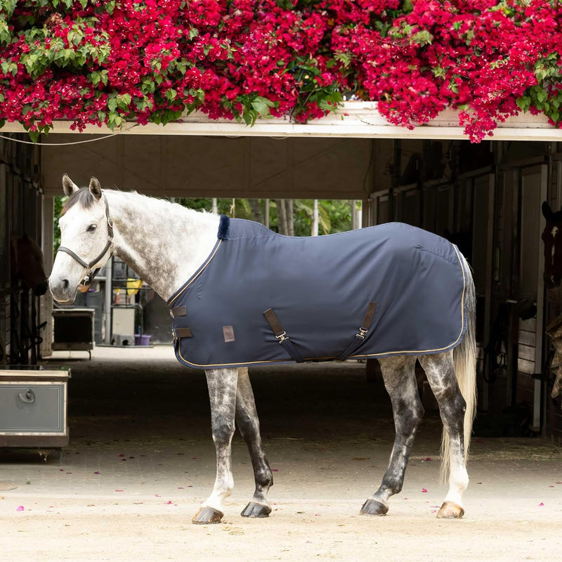 Equinavia Vind Lightweight Stable Blanket for Horses | No Fill Sheet with Wither Relief - Navy - 76 in
