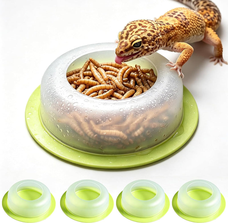4Pcs Escape Proof Reptile Feeding Dish(2.72in), Leopard Gecko Food Dish, Reptile Bowls, Leopard Gecko Feeding Dish, Liza
