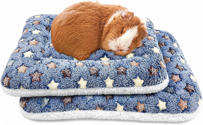 Amakunft 2 Pcs Guinea Pig Bed Mat Washable, Rabbit Winter Bed Pad for Indoor, Warm Small Animal Bed Mattres, Fleece Slee