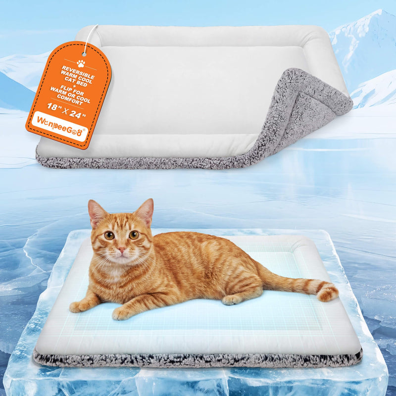 Cat Cooling Mat, Self Warming Cat Bed, Reversible Warm & Cooling Cat Bed, Winter Warm Cat Pad & Summer Cooling Cat Mat for Kittens & Small Dogs, Perfect for Crates, Beds & Sofas, Gray, 18