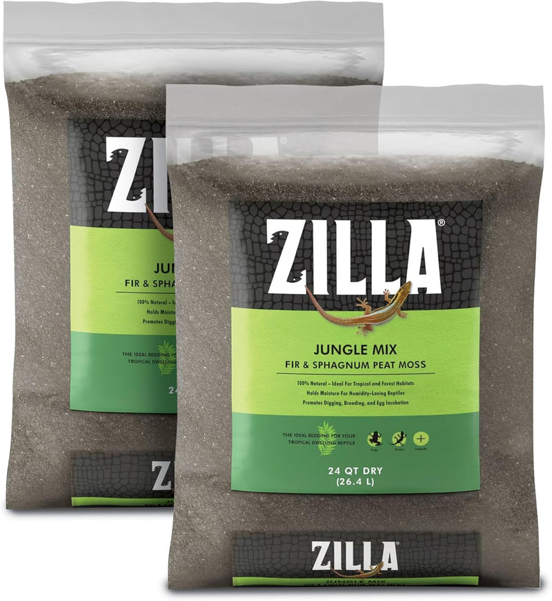 Zilla Jungle Mix Reptile Terrarium Substrate, 24 Quart, 2 Pack