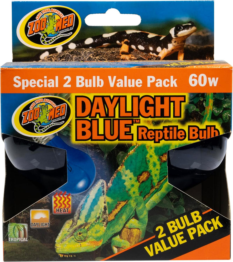 Zoo Med Daylight Blue Reptile Bulb - 60 Watt 2 Bulb Value Pack
