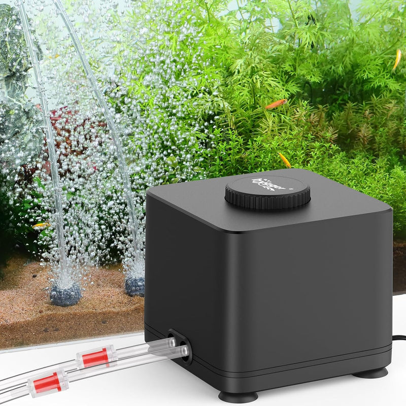 hygger Aquarium Air Pump, Quiet Adjustable Fish Tank Air Pump, 4W/7W/11W Powerful Oxygen Aerator Dual Stainless Steel Ou