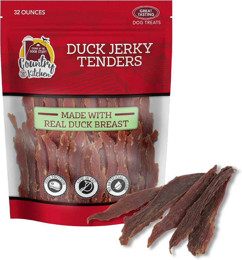 Country Kitchen Duck Jerky Tender Dog Treats, High Protein, 32 oz