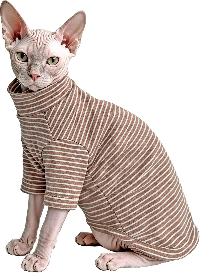 Striped Sphynx Cat Clothes Hairless Cat Fleece Sweater