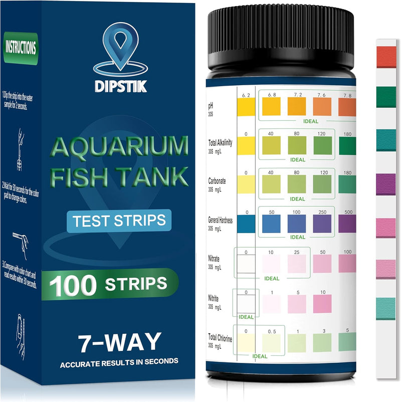 Aquarium Test Strips,7-Way Freshwater Saltwater Fish Tank Pond Test(100ct)
