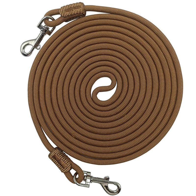 Hoanan 12/20/30ft Tie Out Rope for Small Dogs Up to 35 lbs, Long Cat Leash for Yard, Lightweight Tether Escape Proof Training Walking Outdoor Lead for Puppy Pets, Small Animals (20ft, Coyote Brown)