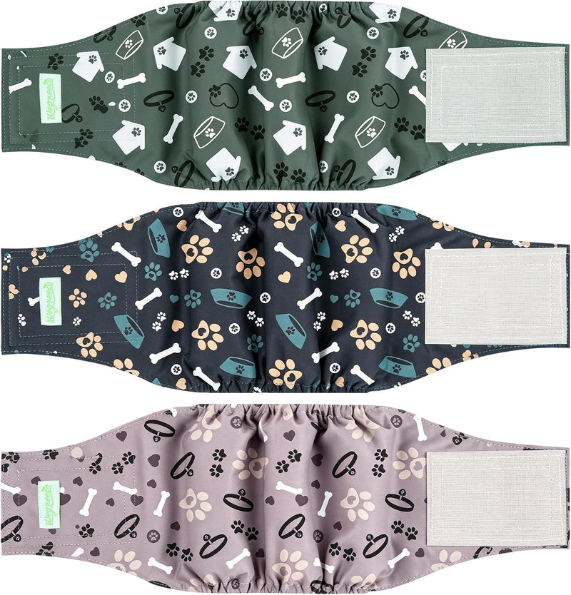 wegreeco Washable Male Dog Belly Band (Stylish Pattern) - Pack of 3 - Dog Diapers Male - Washable Male Dog Belly Wrap (B