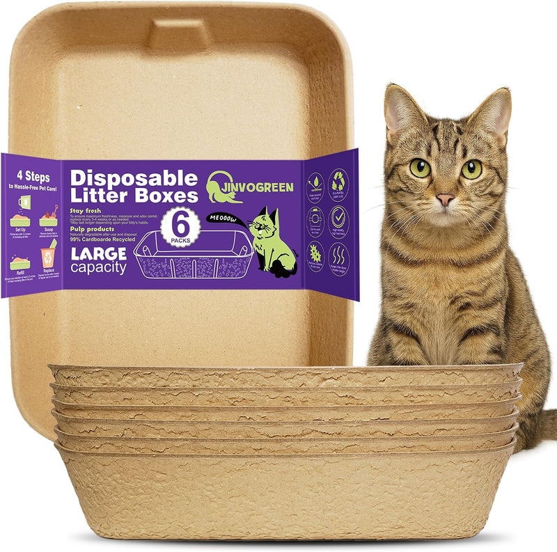 JINVOGREEN 8 Pack Disposable Litter Boxes for Kitty Cats