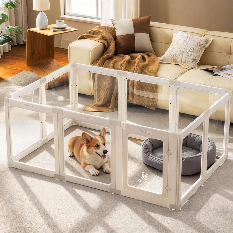 Acrylic Dog Playpen Indoor for Small Dogs & Puppies