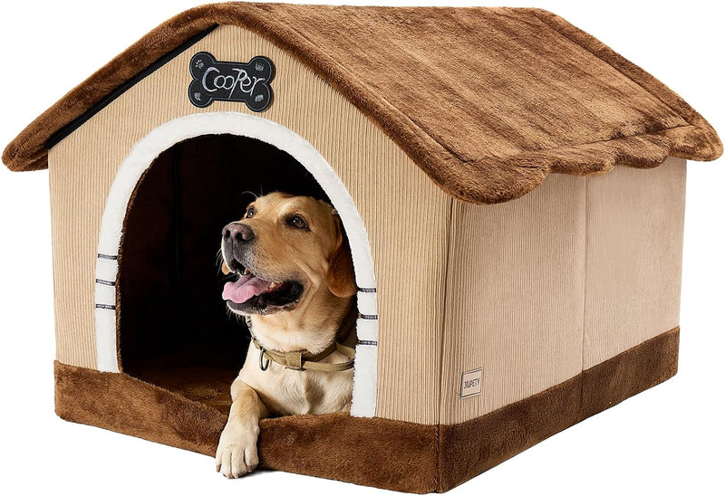 Indoor Dog House with Frame,Large Dog Cave Bed,Insulated Cozy Dog Tent