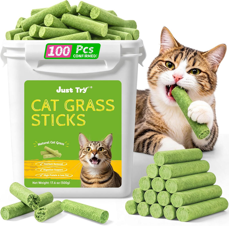 Just Try 500g Cat Grass Sticks,Cat Grass Treats for Teeth Cleaning Hairball