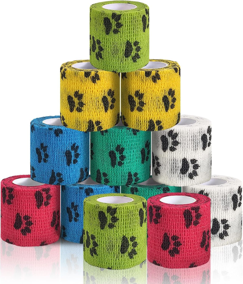 Vet Wrap for Dogs,Bandage Wrap,12Pcs 2 Inches X 5 Yards Pet PreWrap Cohesive Bandages Bulk Self Adhesive Dog Paw Protect