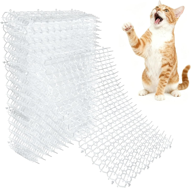 Clear Scat Mat for Cats 16 x 13 Inch, 10 Pack Transparent Cat Deterrent Mat with 1 Inch Spikes, Indoor Outdoor Pet Train