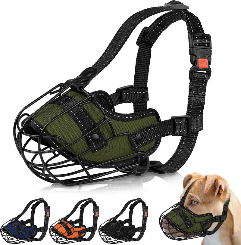 OOPSDOGGY Pitbull Dog Muzzle Reflective Metal Mask Secure Wire Basket Muzzles for Large Sized Dogs Amstaff Soft Cage to