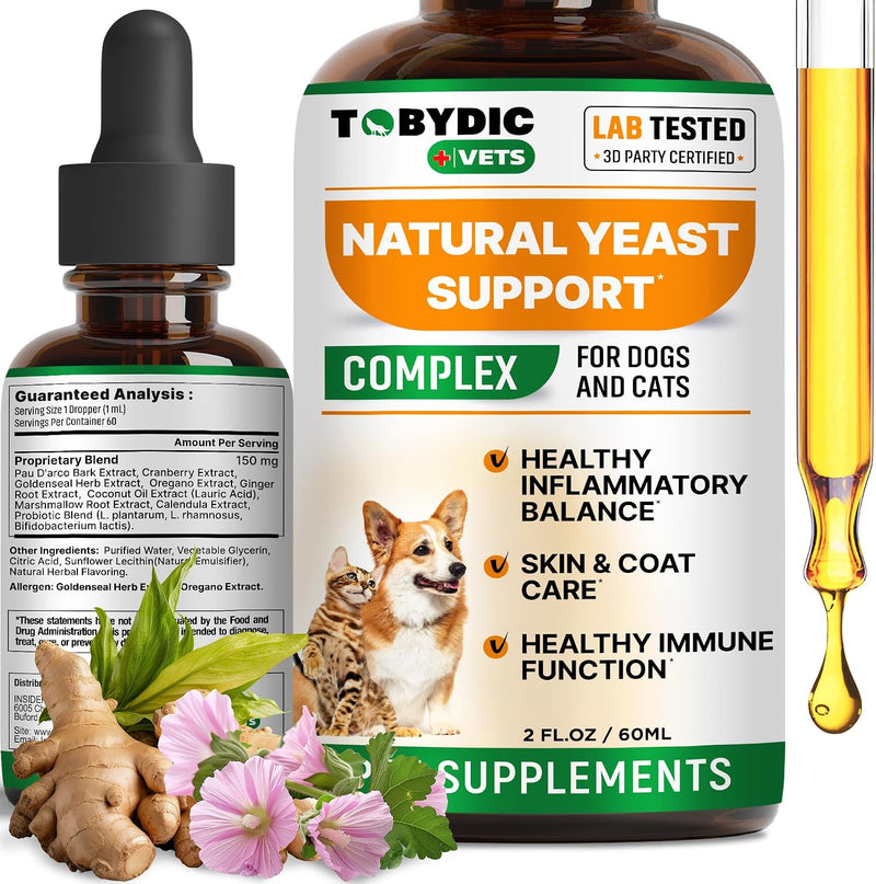 Natural Cats & Dog Yeast Infection Relief - Itchy Skin & Ear Treatment - Reduces Irritation & Relieves Itching and Aller