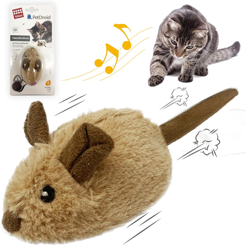 Gigwi Interactive Cat Toy Mouse, Moving Automatic Cat Toys Mice Electronic with Furry Tail, Automatic Squeaky Cat Toys f