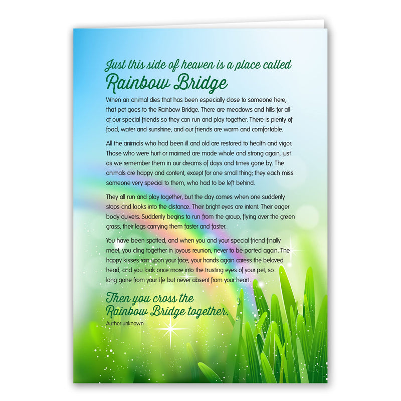 Rainbow Bridge Keepsake Pet Sympathy Card for Dog, Cat, Horse or Any Pet Loss, 5