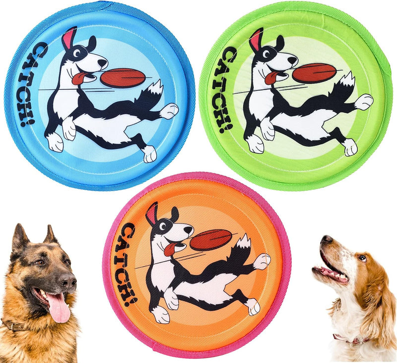 XIGOU Dog Flying Disc, 3 Pack Dogs Flyer Toys, Lightweight Flying Disc Dog Fetch Toy for Small, Large Dogs & Puppies - F
