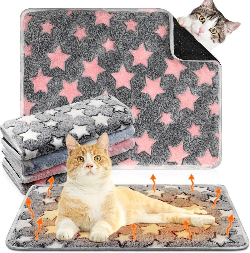 4 Pack Self Heating Cat Pad Self Warming Dog Mat, Star, 16 x 20 Inch