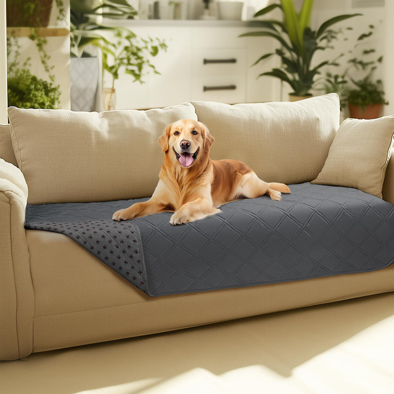Luciphia 100% Waterproof Couch Cover Blanket for Dogs Anti-Slip Pet Couch Protector Sofa Mat Puppy Cat with Non-Slip Bottom, Grey, 30x70 Inch