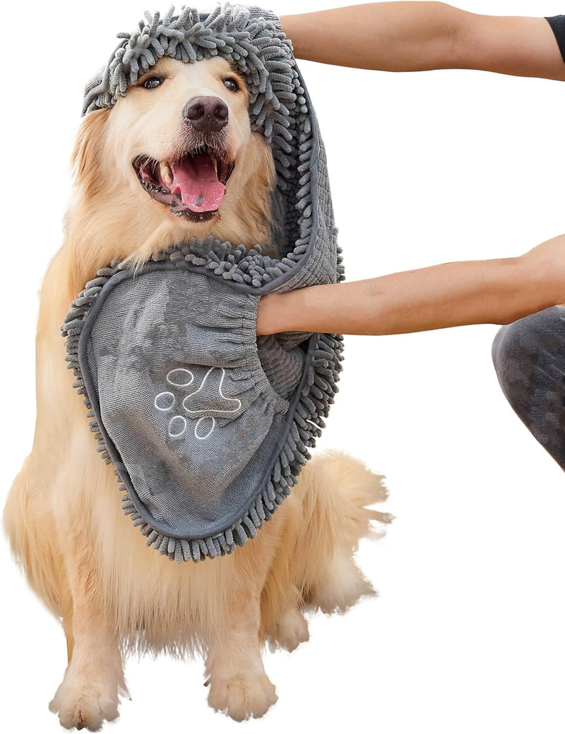 Dog Towel for Drying Dogs, Absorbent Microfiber Bath Towel, Hand Pockets