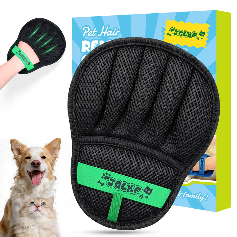 JGLXF Upgraded Pet Hair Removal Glove for Dogs & Cats, Electrostatic Five-Finger Hair Remover for Furniture, Couch, Carpet, Clothing& Car Seat, 1Pcs Reusable Magic Brush Pet Hair Remover Tool (Black)