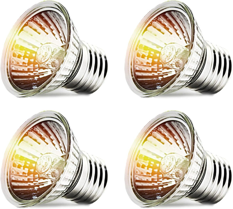 CALPALMY 4-Pack 50W UVA+UVB Bulbs | Heat and Light for Reptiles and Amphibian Tanks, Terrariums and Cages | Works with V