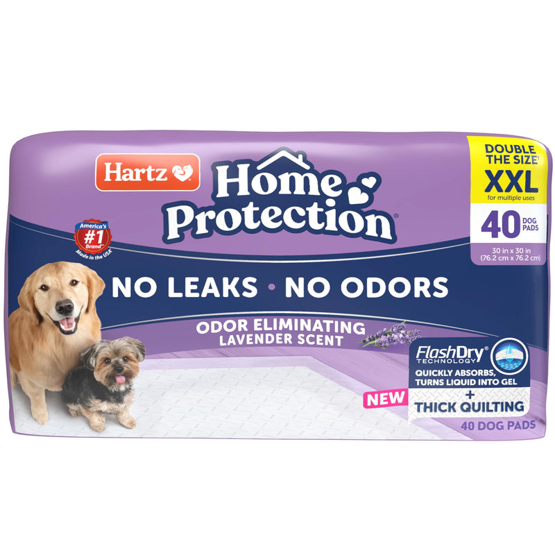 Hartz Home Protection Super Absorbent Odor Eliminating Lavender Scented No Leak Dog Pads, XXL 40 count