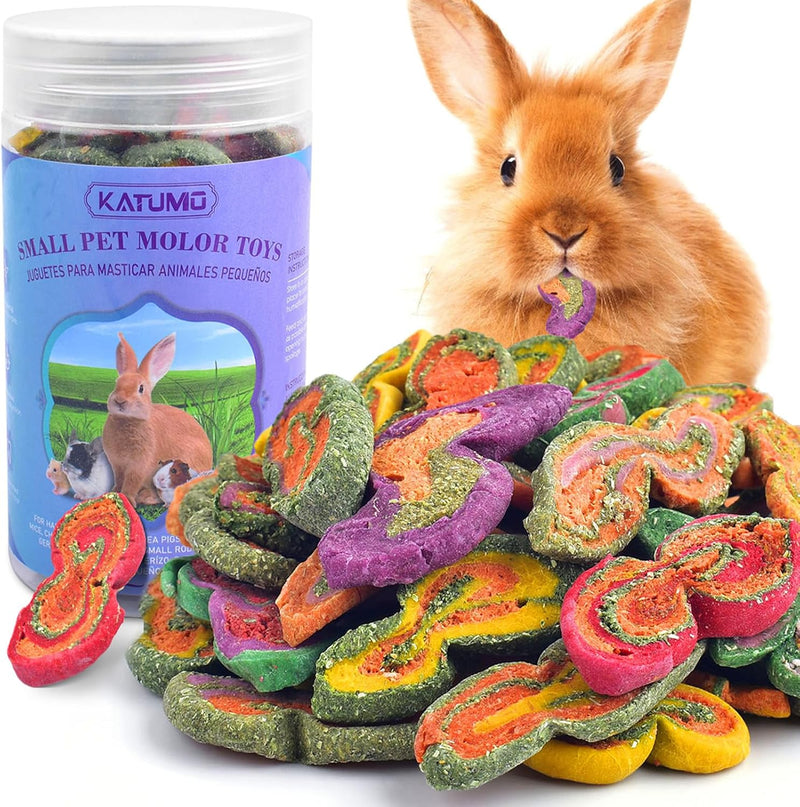 KATUMO Rabbit Chew Toys, 180g Timothy Grass Treats Small Animal Molar Toys for Guinea Pig Hamster Bunny Chinchilla Gerbi