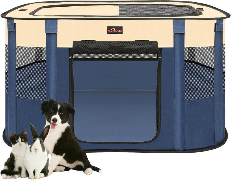 Dog Playpen, Pet Playpen, Foldable Kitten cage Puppy Play Pen, Portable Dog Kennel Tent Crate, Indoor Outdoor Travel Cam