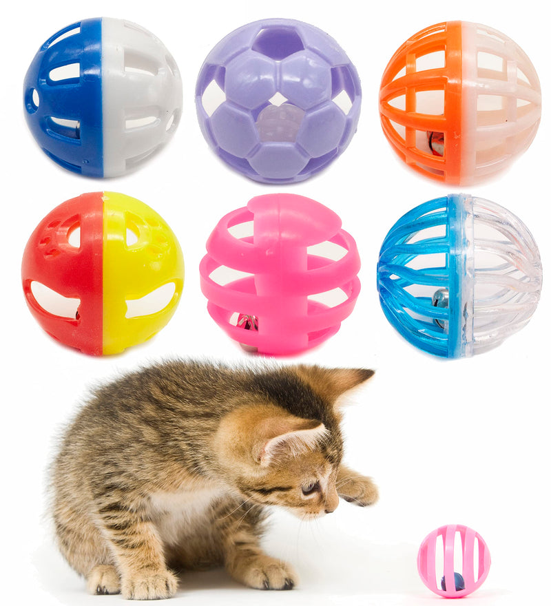 Fashion's Talk 12PCS Value Pack Plastic Ball Cat Toys Lattice Balls with Bell Jingle Kitten Toy,Gift Box 1.5