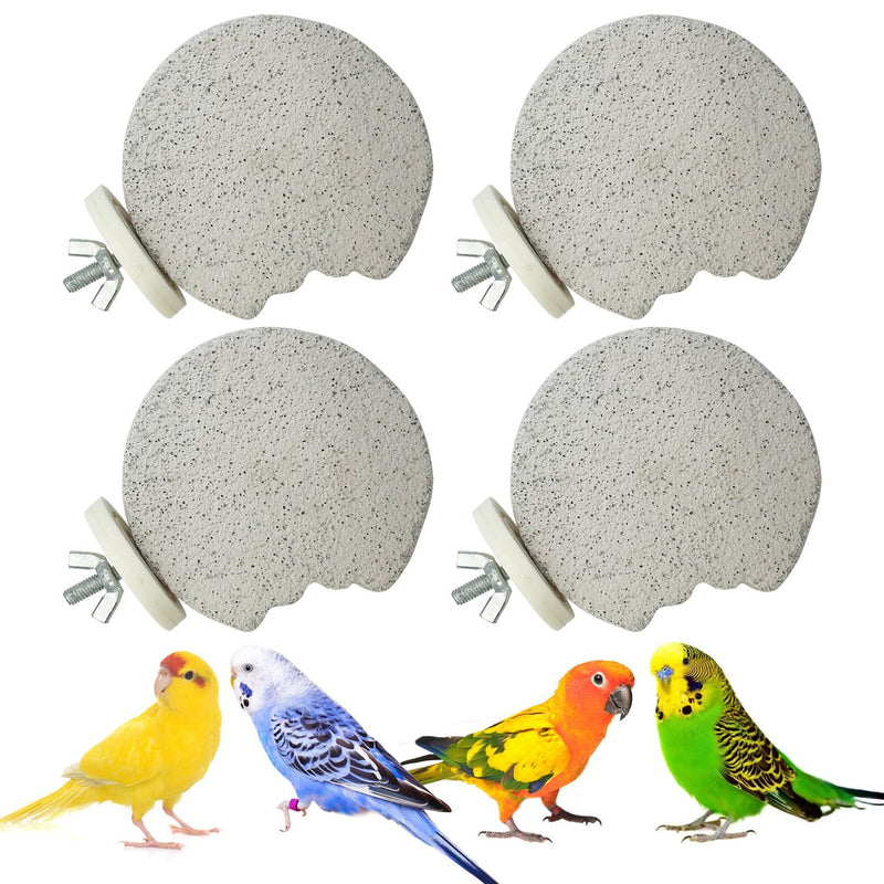 PINVNBY 4 PCS Bird Perches Calcium Parrot Perch Stand Bird Beak Grinding Stone Foot Claws Trimmer Parrot Chewing Toys Bird Cage Accessories for Budgie Cockatiel Conure Lovebird Finch