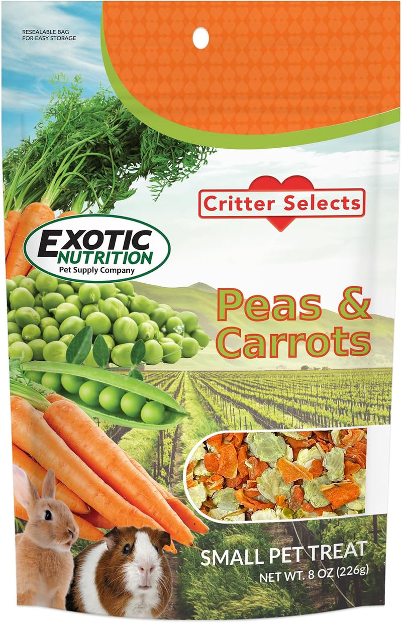 Exotic Nutrition Peas & Carrots 8 oz. - Healthy Natural Mixed Dried Vegetable Treat - for Rabbits, Guinea Pigs, Hamsters