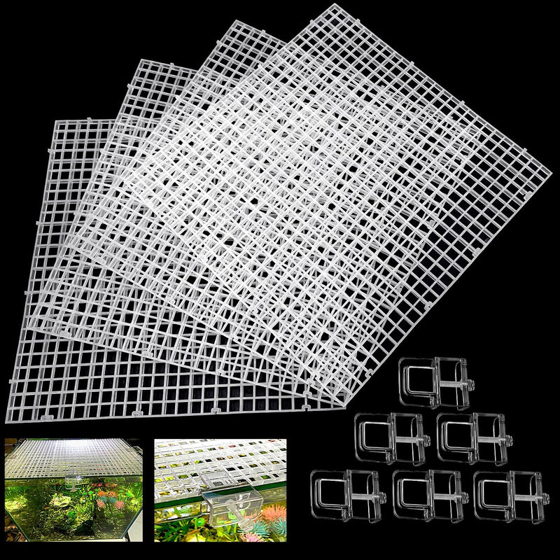 4 Aquarium lid Hood Fish Tank top Cover Terrarium lid Plastic Grid Panel Egg Crate Grate 6 Aquarium Glass Cover Board Cl