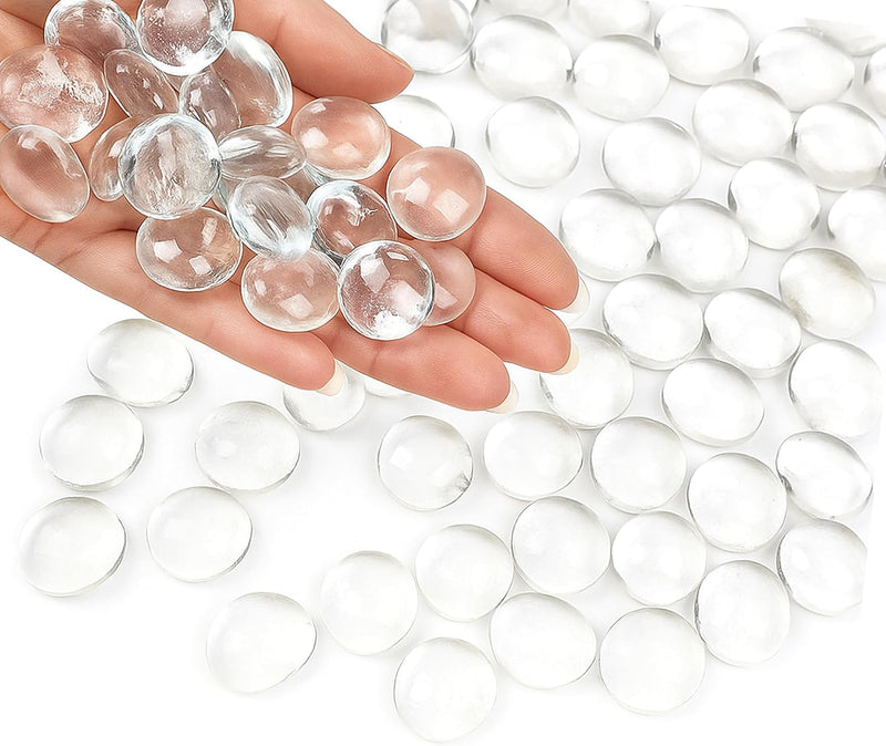 ARSUK Clear Flat Glass Pebbles, (5 LBS) Marbles for Vases, Glass Marbles, 400 Pcs Vase Fillers, Table Scatter for Weddin