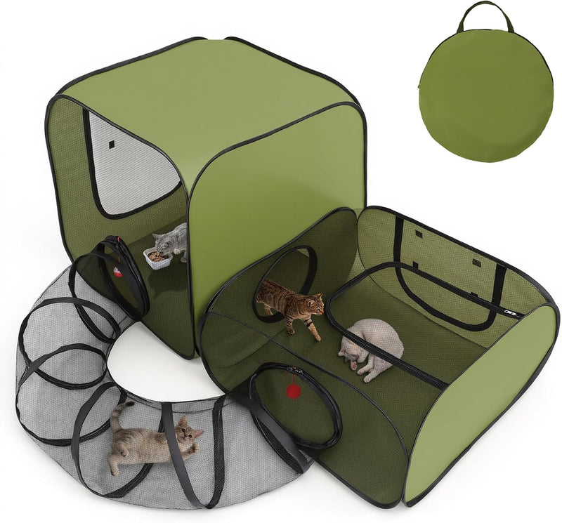 Cat Playpen, 3-in-1 Pop-up Outdoor Cat Enclosure