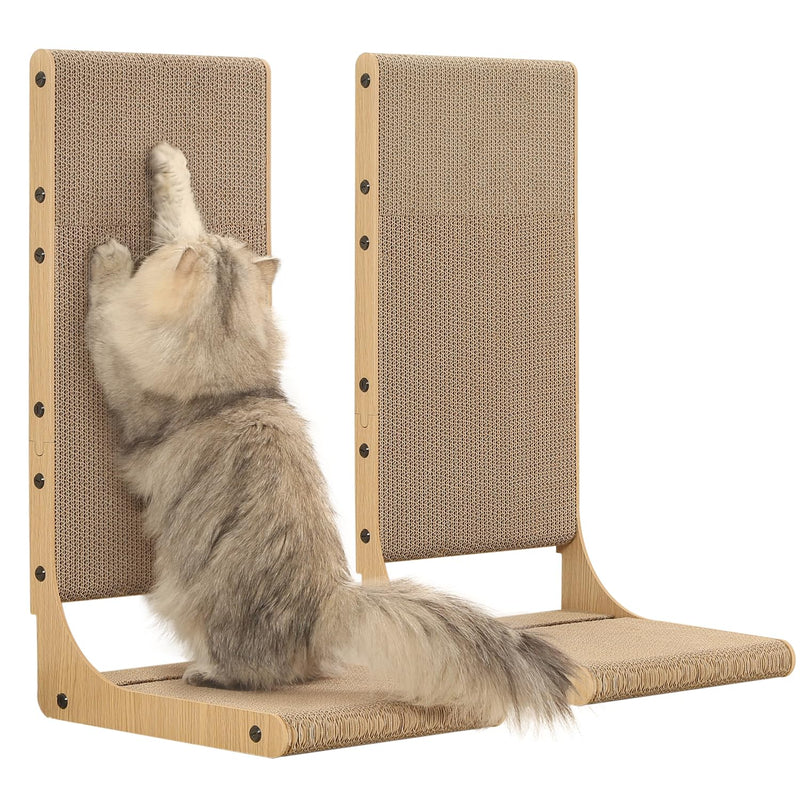 Zakkart 2-Pack Cat Scratching Board, 25.6'' Tall Cardboard L Shape Vertical Cat Scratchers for Indoor Cats, Cat Scratching Post for Wall and Couch, Large
