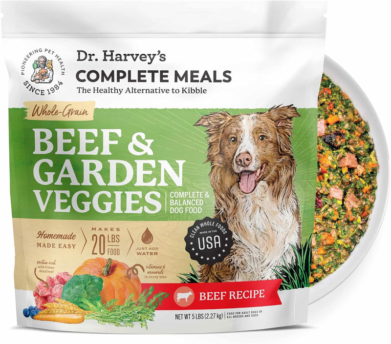 Dr. Harvey's Beef & Garden Veggies Dog Food, Whole-Grain Dehydrated Dog Food with Freeze-Dried Beef (5 Pounds)