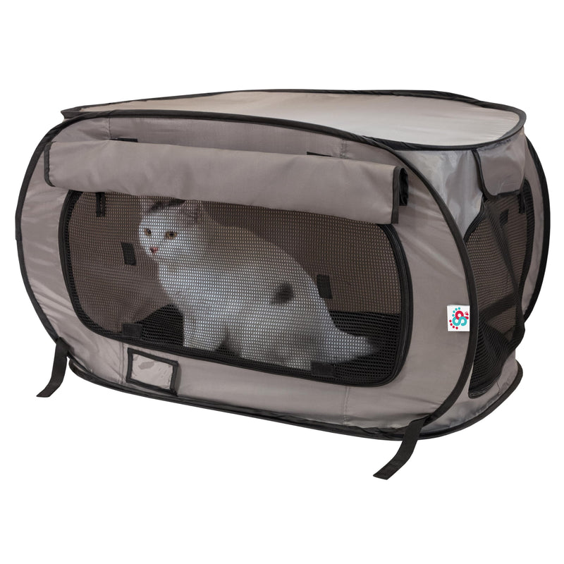 SportPet Designs Large Pop Open Kennel, Portable Cat Cage Kennel, Waterproof Pet bed, Carrier Collection