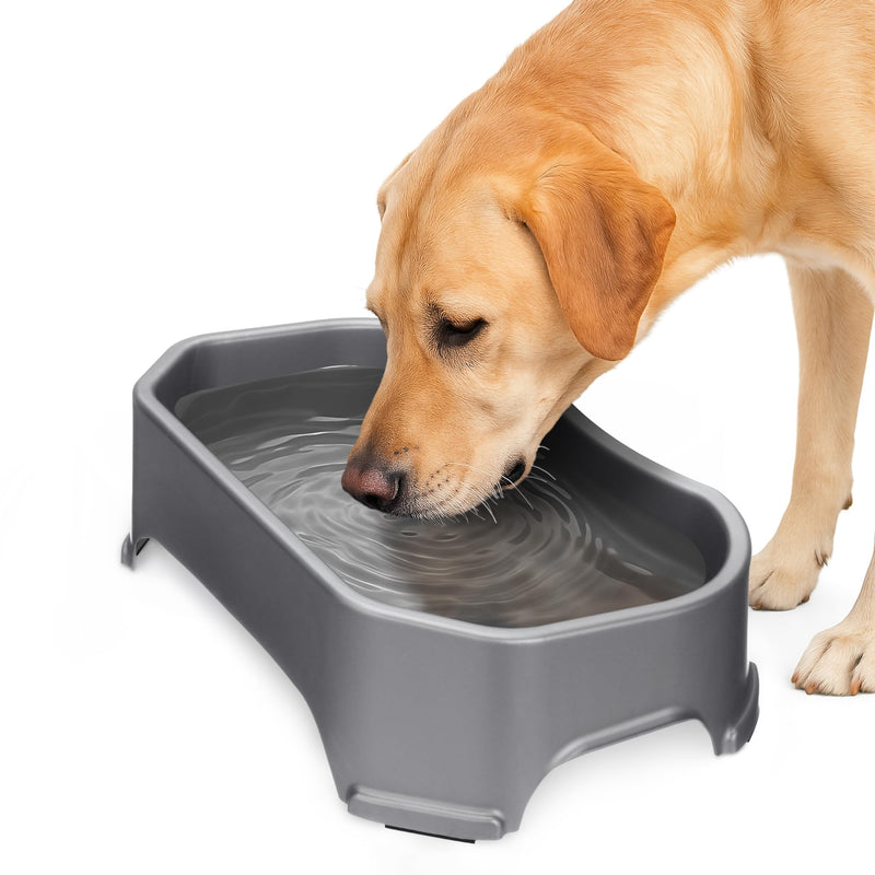 Neater Pet Brands Extra Large Water Bowl for Dogs, Outdoor Dog Water Bowl (1.25 Gallon XL Capacity), Big Trough Style Food Dish for Indoors or Outside, No Spill Large Dog Bowls, Gunmetal Grey