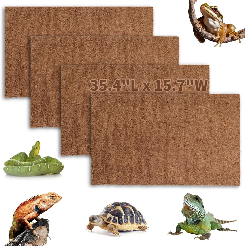 Hamiledyi Reptile Carpet Natural Coconut Fiber Tortoise Carpet Mats 4PCS