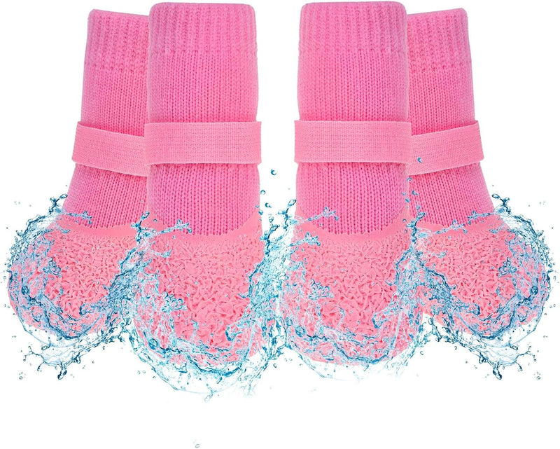 SCENEREAL 6 Pcs Anti Slip Small Dog Boots, Waterproof Dog Socks Booties
