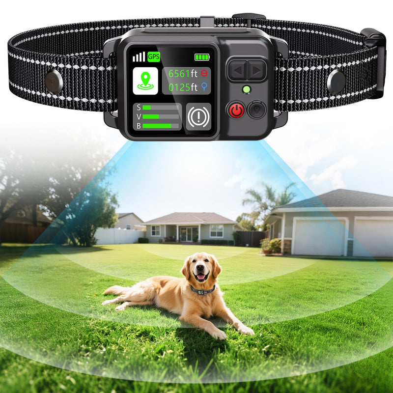Attefine GPS Wireless Dog Fence, Invisible & Electric Fence for Dogs | Circular Boundary from 49 to 6561 ft | GPS Positioning, Protection Mode, 100% Waterproof | Outdoor Use Only