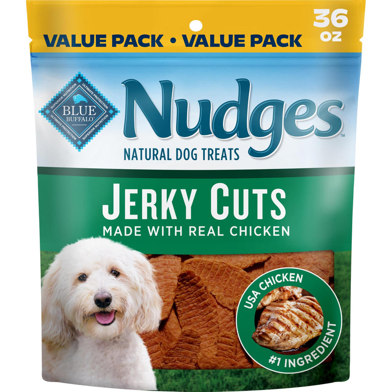 Blue Buffalo Nudges Chicken Jerky Cuts Natural Dog Treats, Tender & Meaty Dog Snacks, Healthy Reward or Training Treat, Made in the USA with Real Chicken, No Artificial Preservatives, 36 oz.