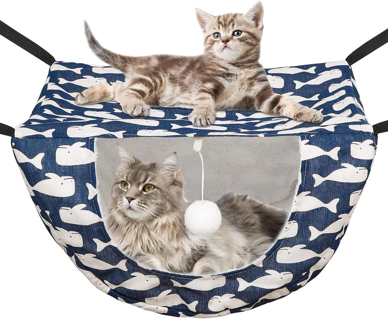JSPYFITS Cat Cage Hammock with Ball,Double Layer Hanging Adjustable Soft Pet Bed Suit for Kitten Ferret Puppy Rabbit or