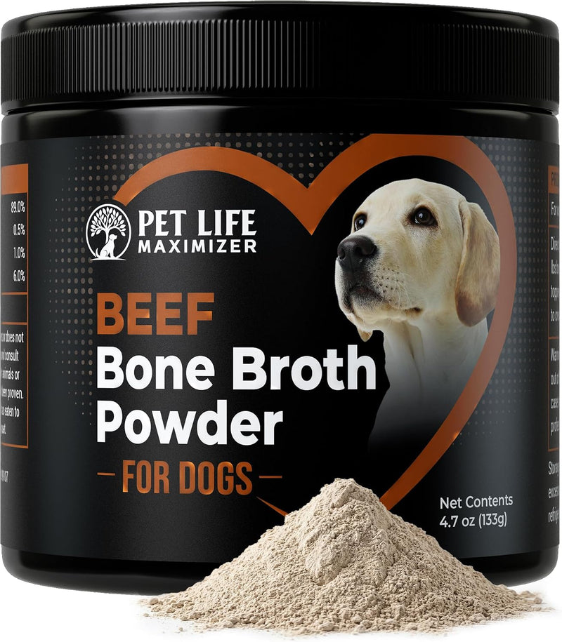 Beef Bone Broth for Dogs. High Protein Human Grade Food Topper Unflavored