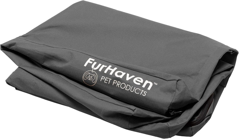 Furhaven Replacement Dog Bed Cover Water-Resistant Indoor/Outdoor Logo Print Oxford Polycanvas Mattress, Washable - Ston